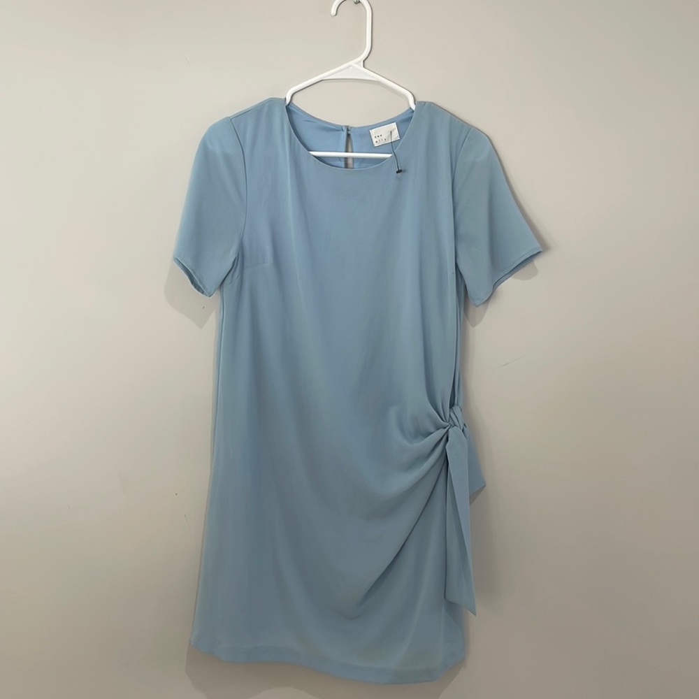 Vici Collection: lined side knot mini dress - blue
